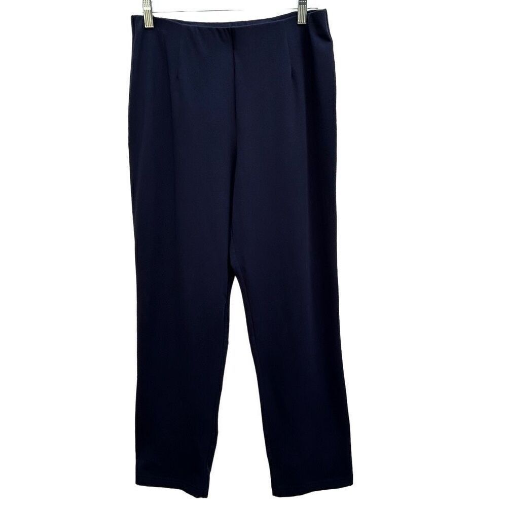 L.L Bean Pull-on Casual Pants Women's Medium Deep Navy Perfect Fit Elastic Waist
